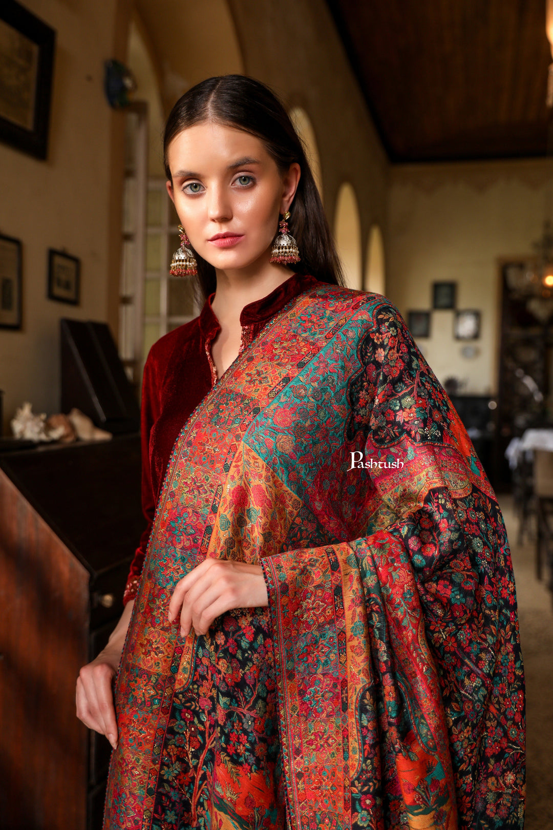 Pashtush India Womens Shawls Pashtush Womens Shawl,  Twilight Collection Shawl, Woven Design, Extra Fine Wool, Multicoloured