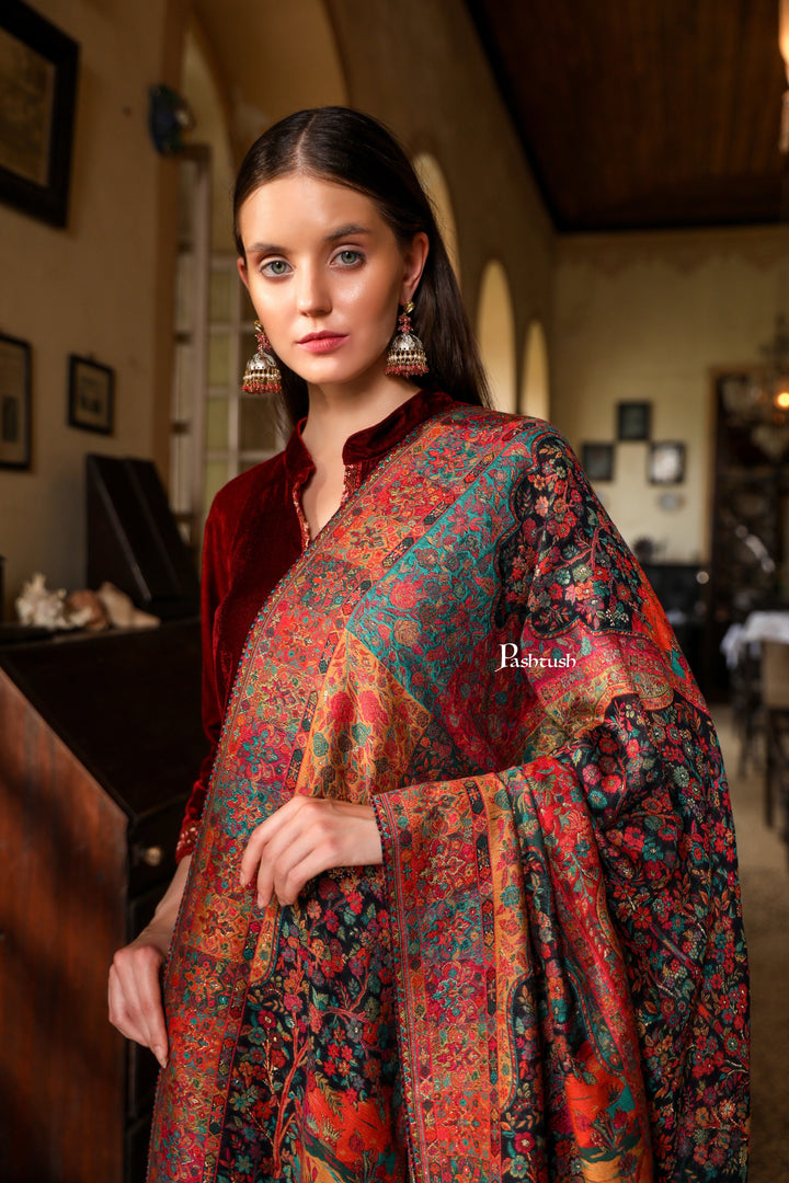Pashtush India Womens Shawls Pashtush Womens Shawl,  Twilight Collection Shawl, Woven Design, Extra Fine Wool, Multicoloured