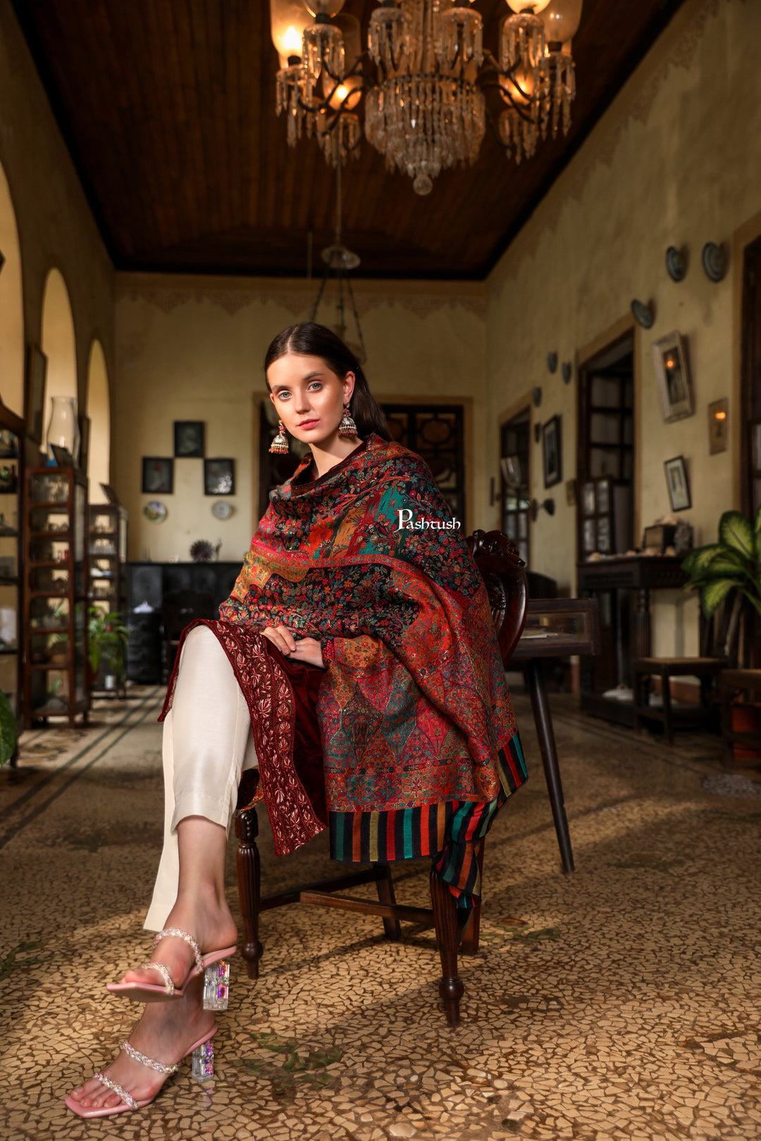 Pashtush India Womens Shawls Pashtush Womens Shawl,  Twilight Collection Shawl, Woven Design, Extra Fine Wool, Multicoloured