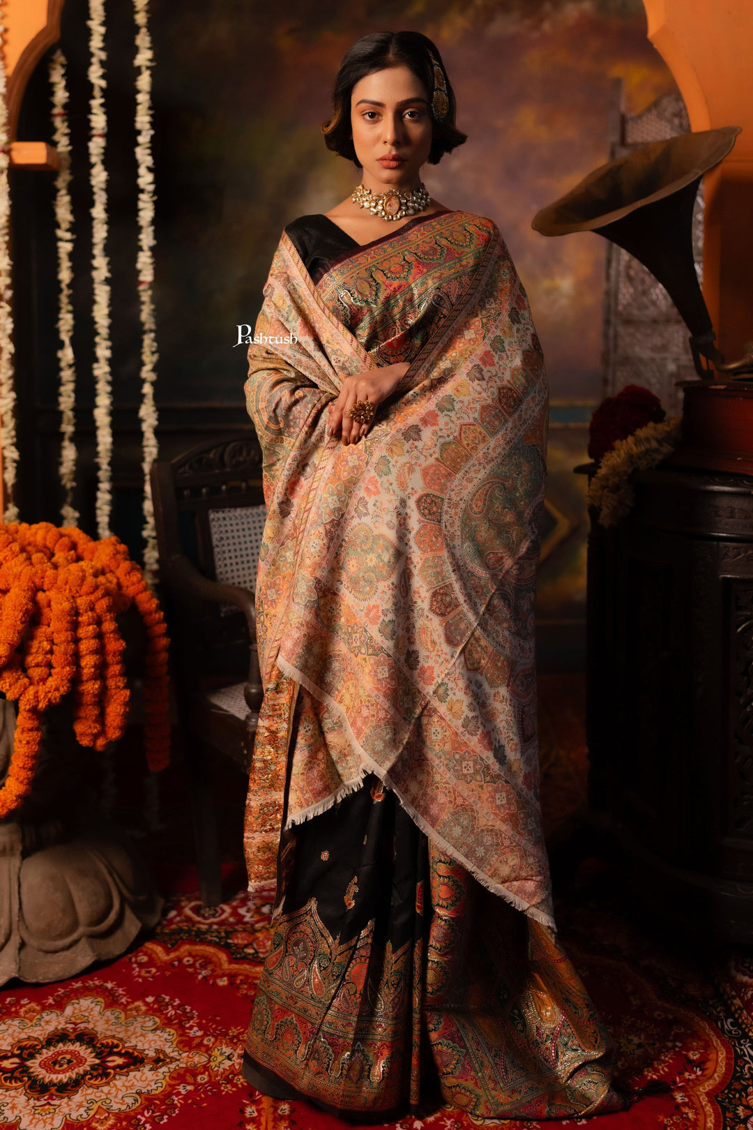 Pashtush India Womens Shawls Pashtush Womens Shawl, Twilight Collection with Kalamkari Weave, Multicolored