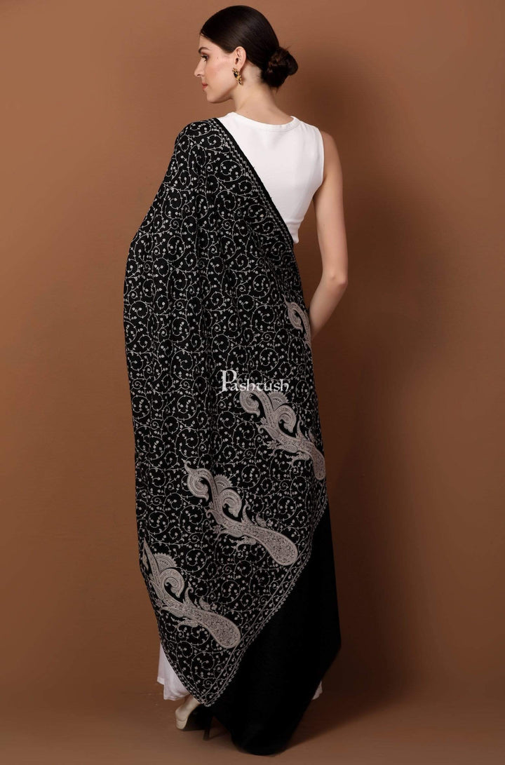 Pashtush India 100x200 Pashtush Womens Shawl with Tone on Tone Embroidery, Soft and Warm, Light Weight