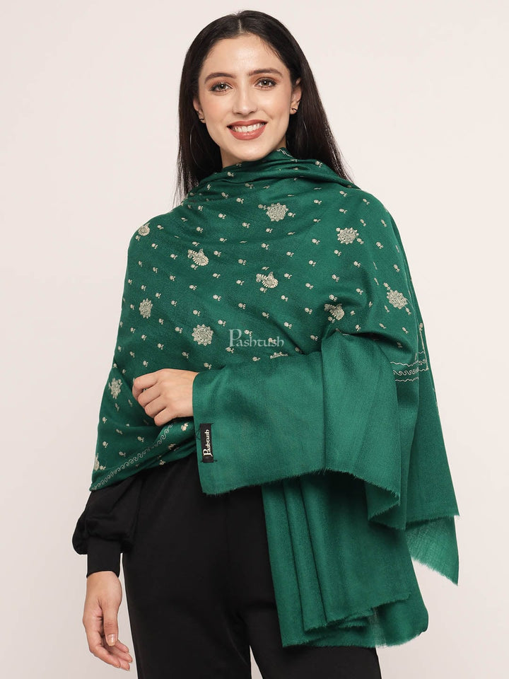 Pashtush India Womens Shawls Pashtush Womens Shawl With Tone On Tone Embroidery, Soft, Warm, Light Weight