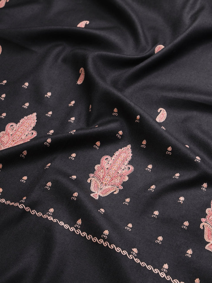 Pashtush India Womens Shawls Pashtush Womens Shawl, Woollen, Ethnic Motif Kashmiri Embroidery, Black