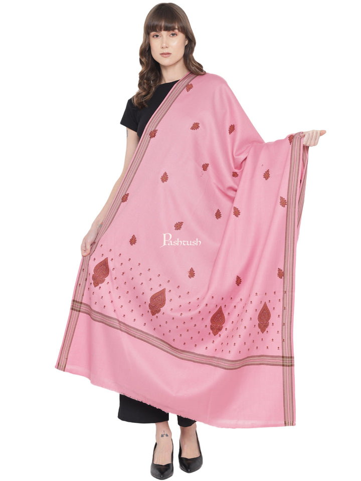 Pashtush India Womens Shawls Pashtush Womens Shawl, Woollen, Needlework Embroidery, Pink