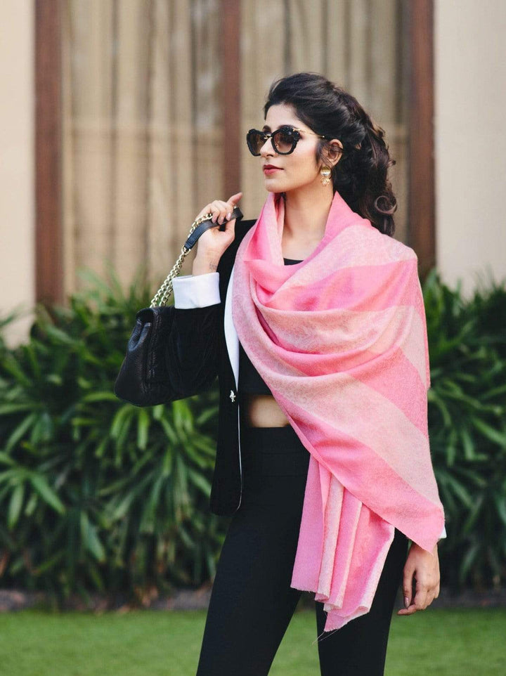 Pashtush Womens Silk Wool, Ultra Soft Stole, Flamingo Pink