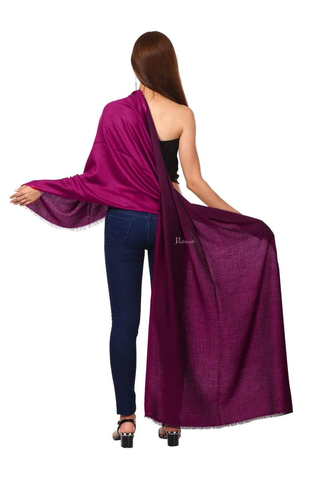 Pashtush India Womens Stoles and Scarves Scarf Pashtush Womens Silky Bamboo Reversible Scarf, Shawls, Stoles, Wraps