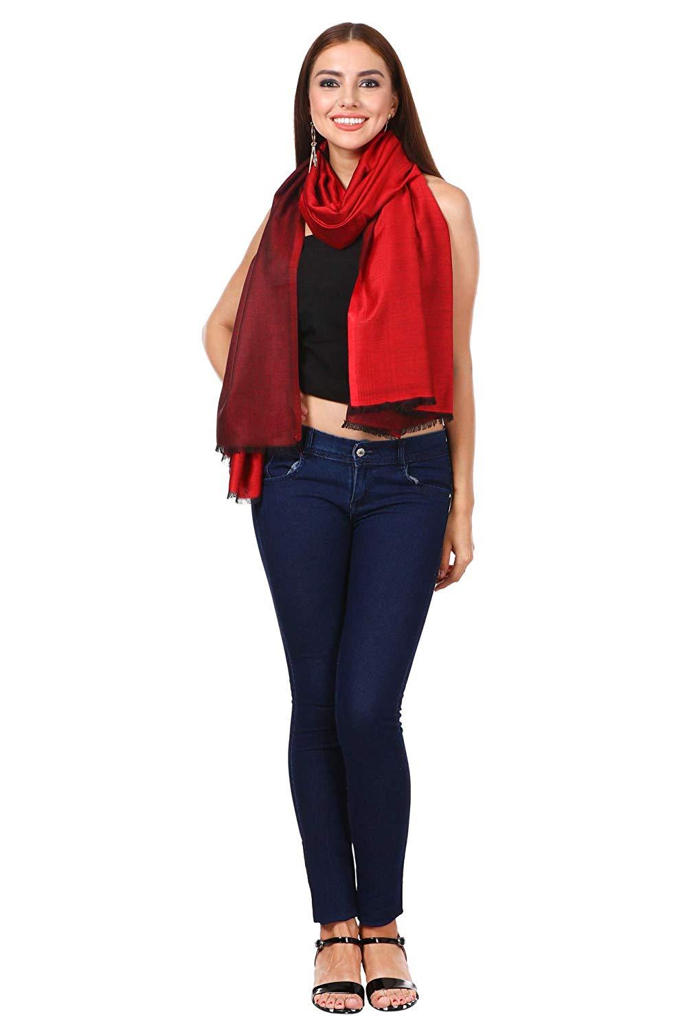 Pashtush Womens Silky Bamboo Reversible Scarf, Shawls, Stoles, Wraps