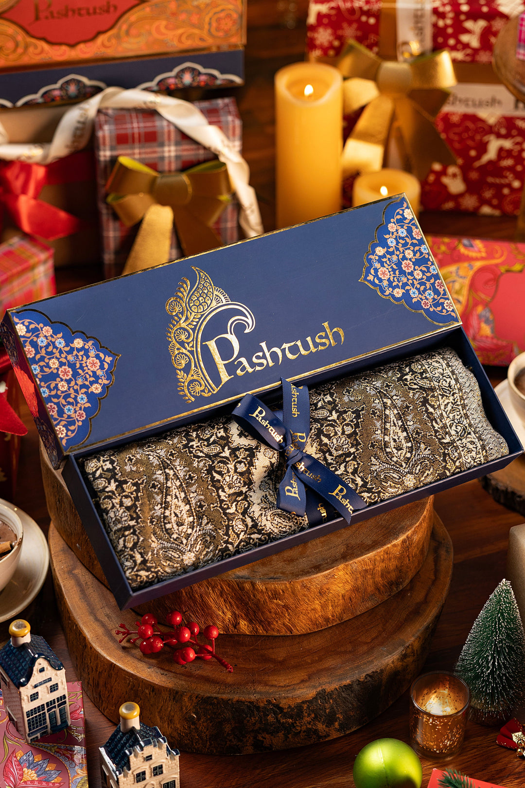 Pashtush India Gift Pack Pashtush Womens Soft Bamboo Stole, Reversible Design, Twin Colored, With Multi Colored Stripes