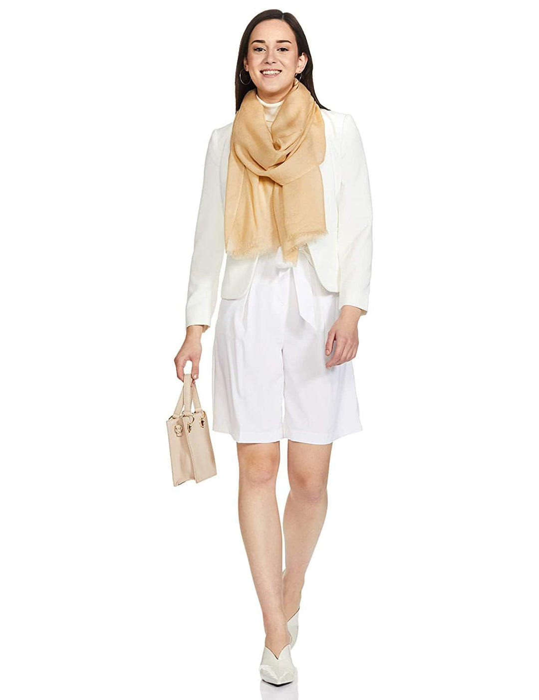 Pashtush India 70x200 Pashtush Womens Softest Cashmere Pashmina Scarf, Diamond Weave, Beige