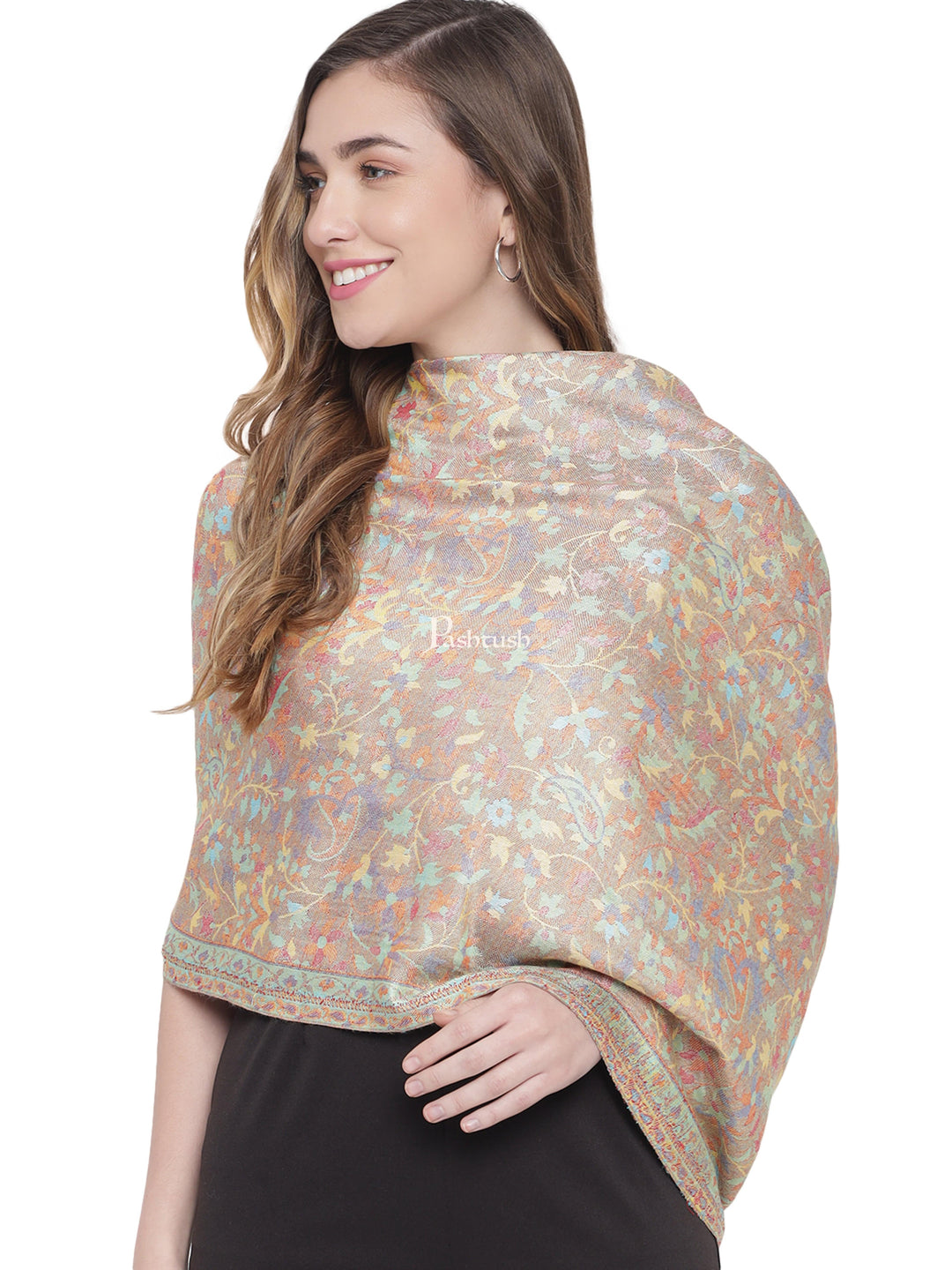 Pashtush India Womens Stoles and Scarves Scarf Pashtush Womens Stole, Ethnic Weave, Extra Soft Bamboo, Multicoloured