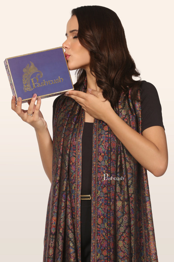 Pashtush India womens scarf and Stoles Pashtush Womens Stole, Extra Soft Bamboo, Ethnic Weave, Multicoloured