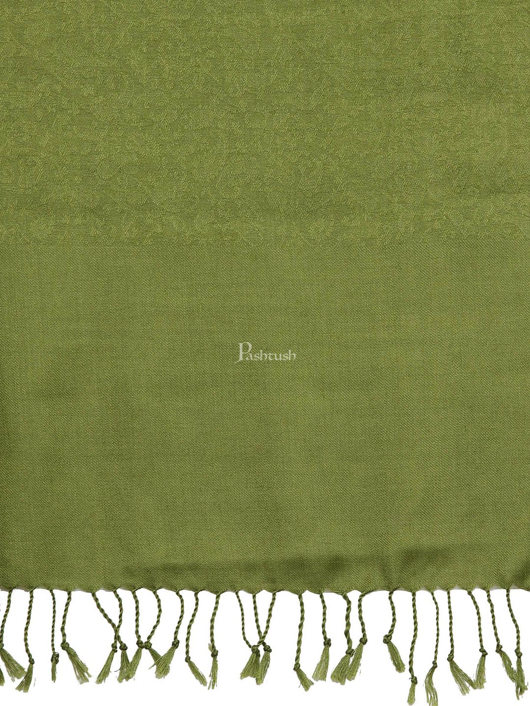 Pashtush India Womens Stoles and Scarves Scarf Pashtush Womens Stole, Fine Wool Scarf, Paisley Jacquard Weave, Olive Green