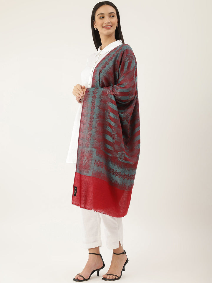 Pashtush India Womens Stoles and Scarves Scarf Pashtush womens Stole, Ikkat design, Maroon