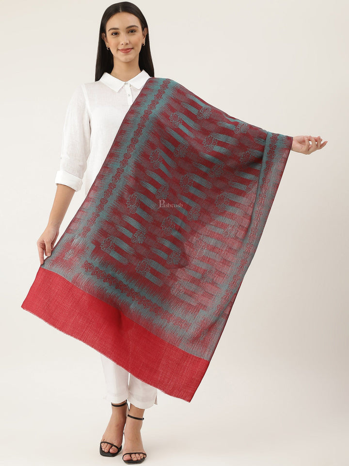 Pashtush India Womens Stoles and Scarves Scarf Pashtush womens Stole, Ikkat design, Maroon