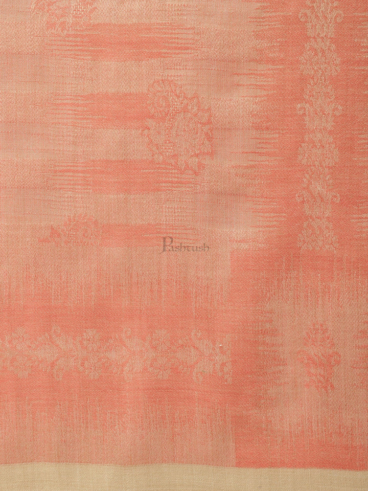 Pashtush India Womens Stoles and Scarves Scarf Pashtush womens Stole, Ikkat design, Peach