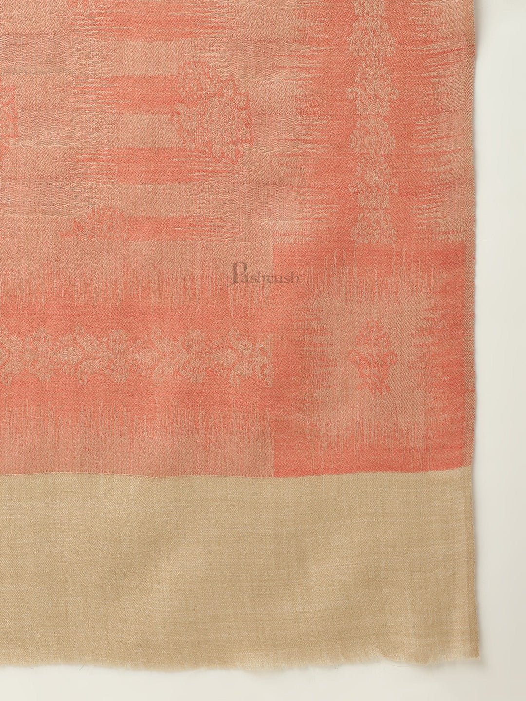 Pashtush India Womens Stoles and Scarves Scarf Pashtush womens Stole, Ikkat design, Peach