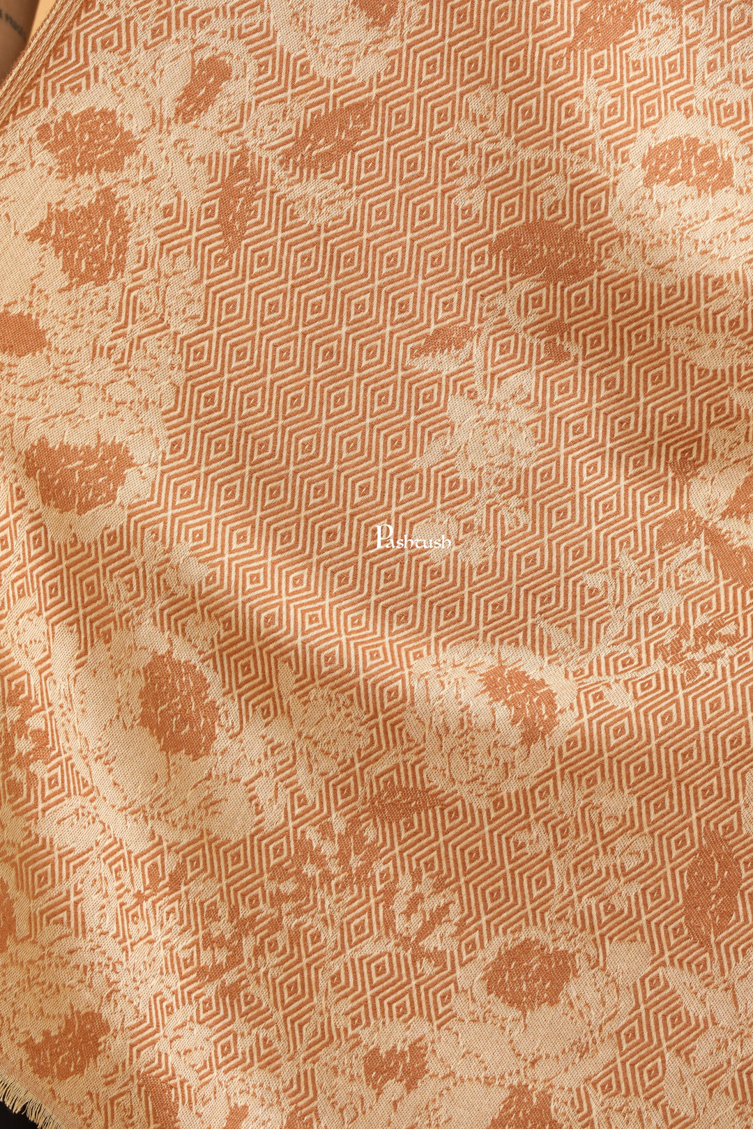 Pashtush India Womens Stoles Pashtush Womens Stole, Muffler, Earthy Florals, Soft Thick and Warm, Beige