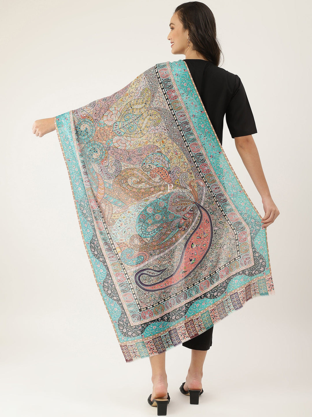 Pashtush India Womens Stoles and Scarves Scarf Pashtush womens Stole, Paisley design, Multicolour