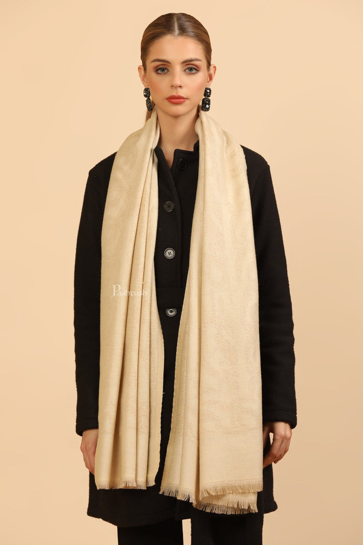 Pashtush India Womens Stoles Pashtush Womens Stole, Soft and Warm, Woven Design, Neutral hues