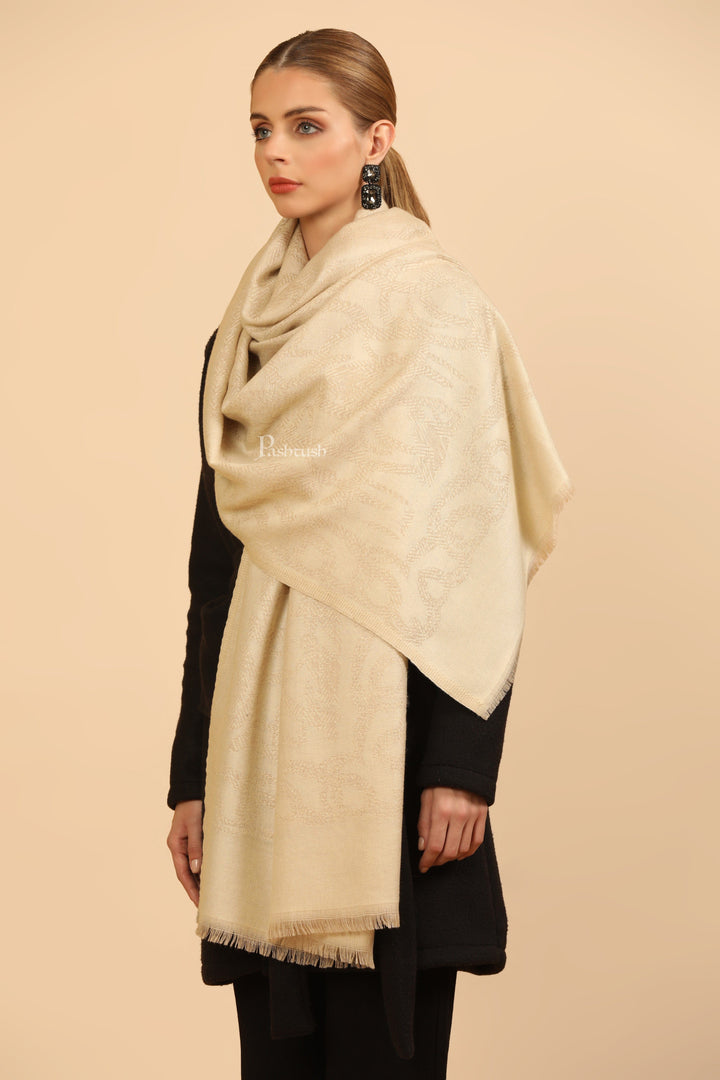 Pashtush India Womens Stoles Pashtush Womens Stole, Soft and Warm, Woven Design, Neutral hues