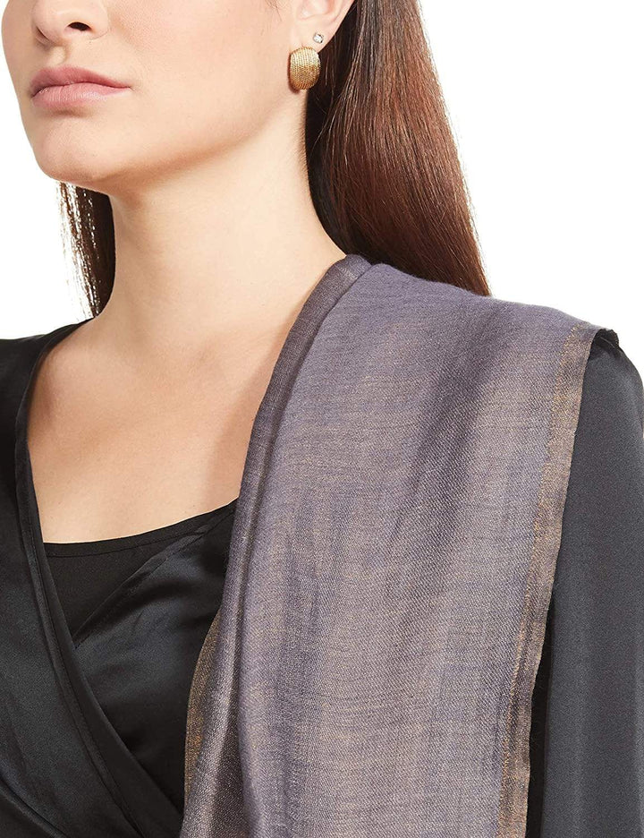 Pashtush India 70x200 Pashtush Womens Stole, Twilight Collection, Zari Weave , Twin Colour, Gold and Blue
