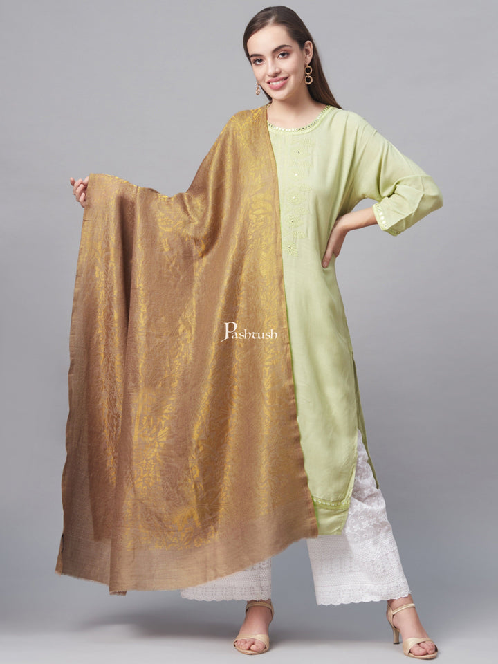 Pashtush India Womens Shawls Pashtush Womens Twilight Collection, Jacquard Shawl, With Metallic Thread Weave, Fine Wool
