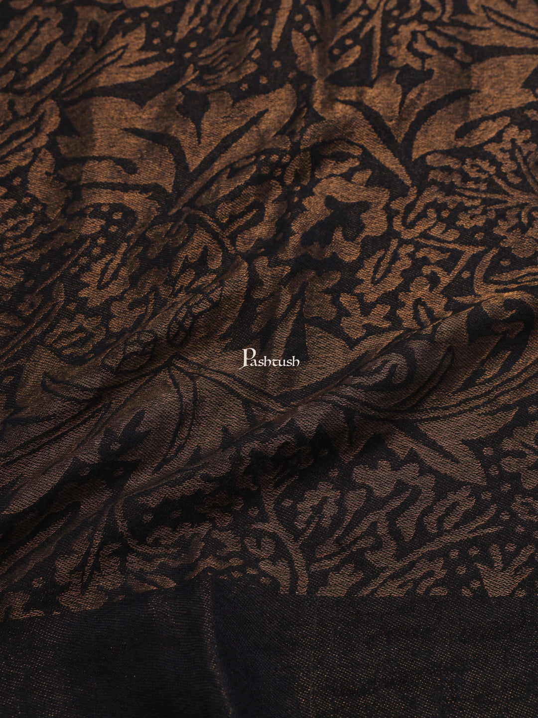 Pashtush India Womens Shawls Pashtush Womens Twilight Collection, Jacquard shawl, With Metallic Thread Weave, Fine Wool, Black