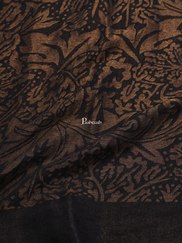 Pashtush India Womens Shawls Pashtush Womens Twilight Collection, Jacquard shawl, With Metallic Thread Weave, Fine Wool, Black