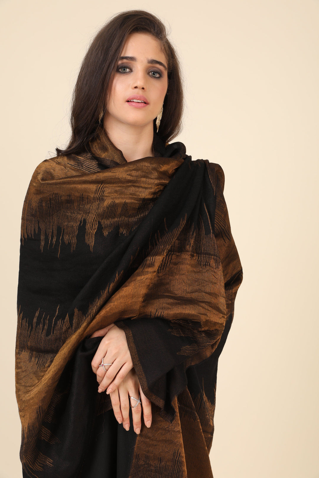 Pashtush India Womens Stoles and Scarves Scarf Pashtush Womens Twilight Collection, Jacquard Stole, With Metallic Thread Weave, Fine Wool
