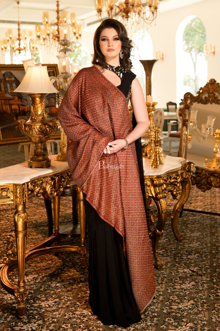 Pashtush India Womens Stoles and Scarves Scarf Pashtush Womens Twilight Scarf, Reversible Scarf, Cashmere Blended Soft Wool