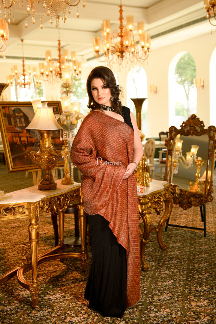 Pashtush India Womens Stoles and Scarves Scarf Pashtush Womens Twilight Scarf, Reversible Scarf, Extra Fine Wool