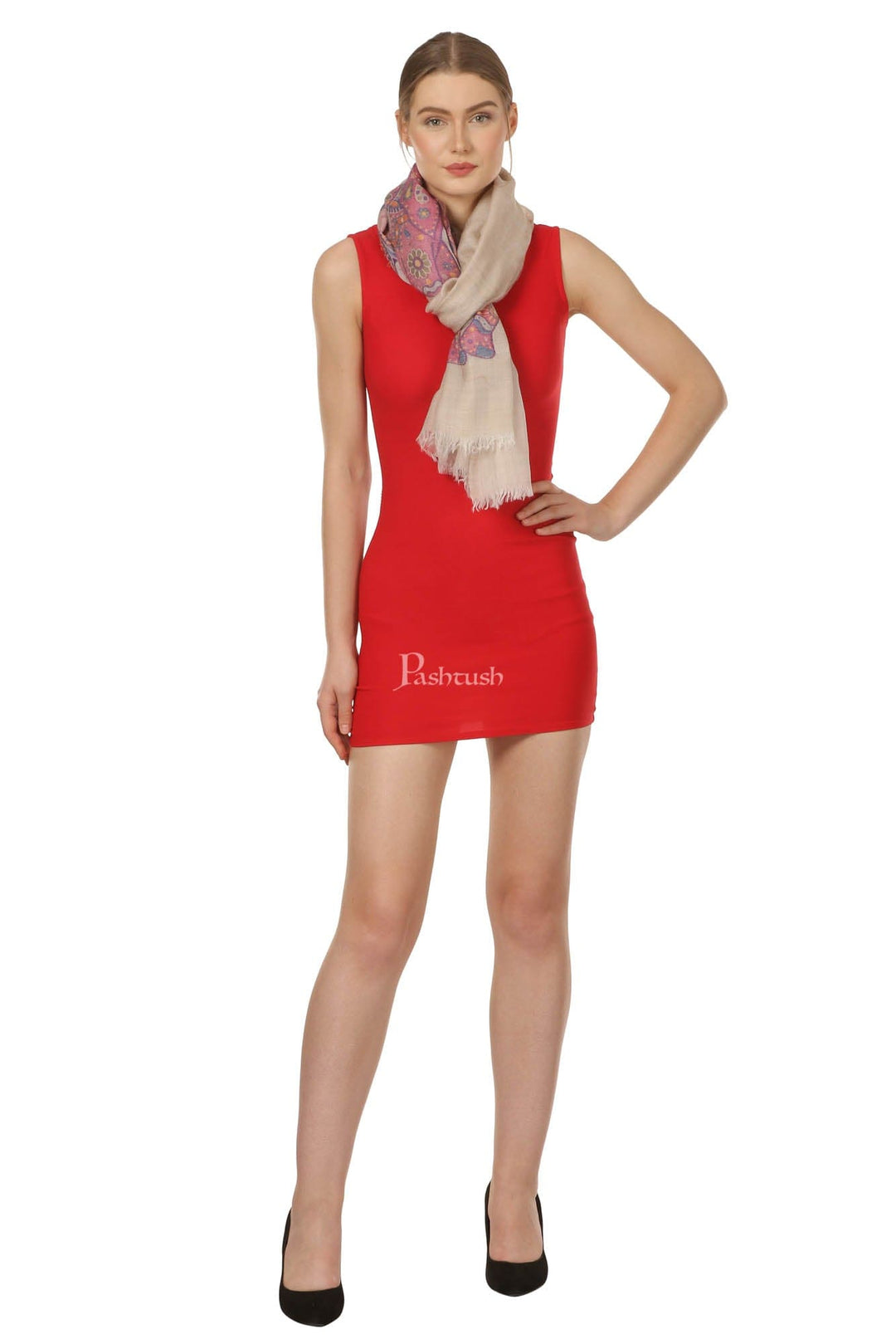 Pashtush India Womens Stoles and Scarves Scarf Pashtush Womens Ultra Fine Wool Blended Scarf With Woven Elephant Design, Soft And Luxurious