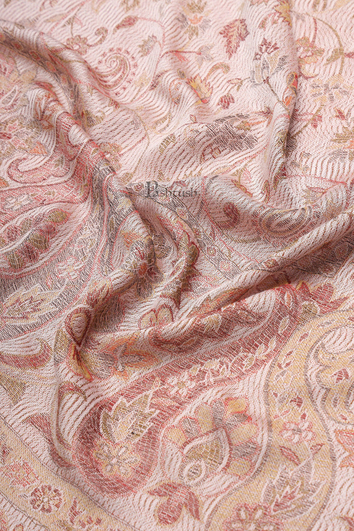 Pashtush India Womens Stoles and Scarves Scarf Pashtush Womens Velvet Stole, Pasiley Design, Emily Ivory