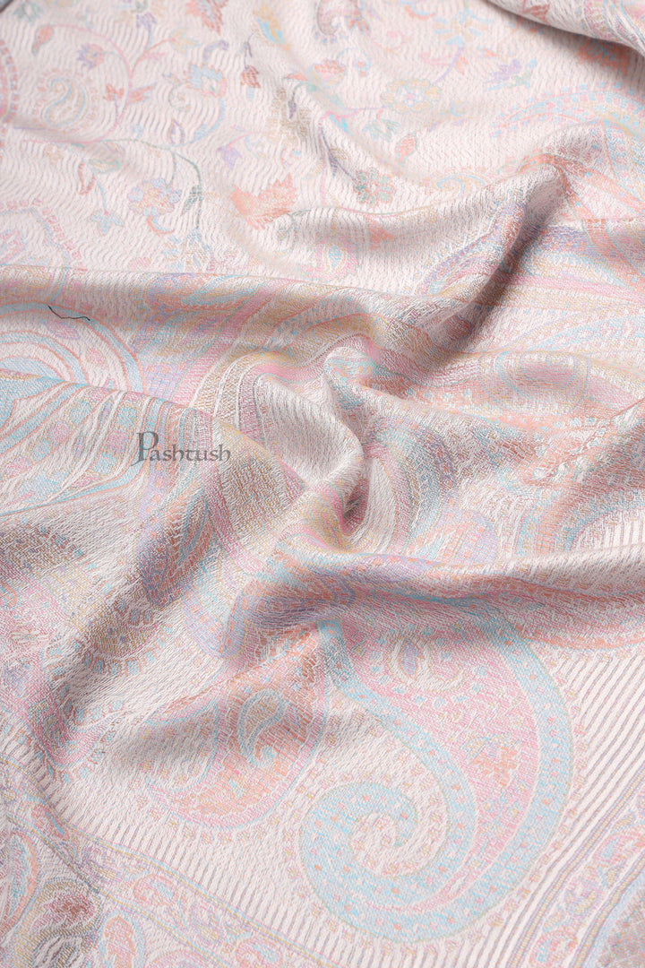 Pashtush India Womens Stoles and Scarves Scarf Pashtush Womens Viscose Stole, Pasiley Design, Emily Ivory