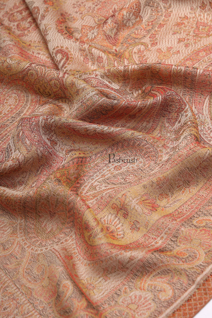 Pashtush India Womens Stoles and Scarves Scarf Pashtush Womens Viscose Stole, Pasiley Design, Emily Ivory
