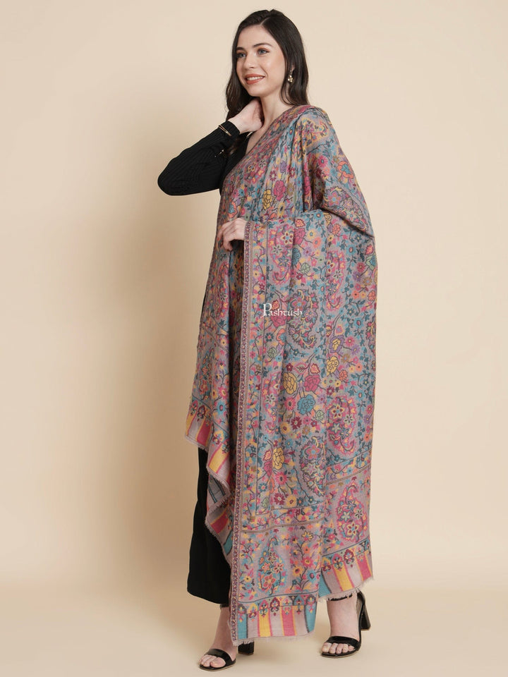 Pashtush India Womens Shawls Pashtush Womens Womens, 100% Pure Wool With Woolmark Certificate, Paisley Ethnic Woven, Multicolour