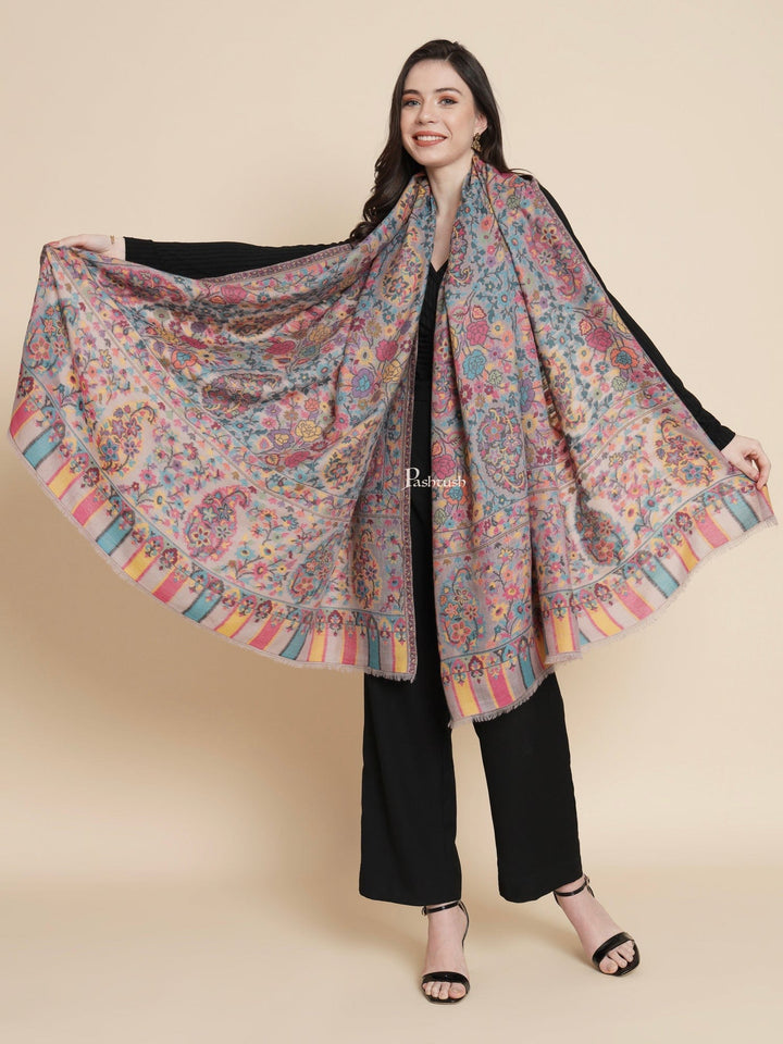 Pashtush India Womens Shawls Pashtush Womens Womens, 100% Pure Wool With Woolmark Certificate, Paisley Ethnic Woven, Multicolour