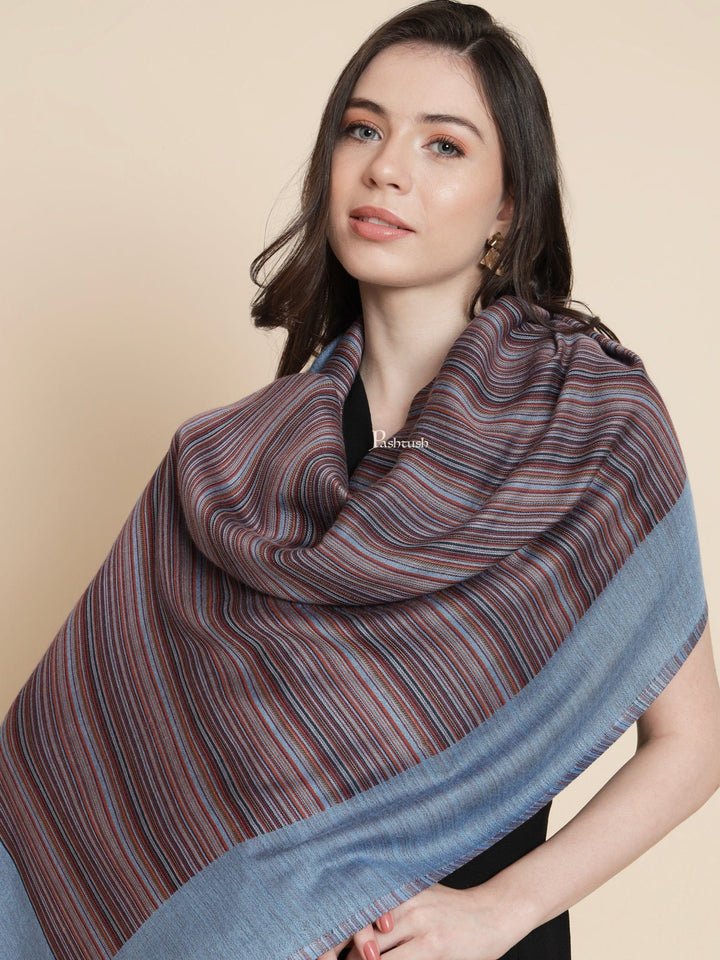 Pashtush India Womens Stoles and Scarves Scarf Pashtush Womens Womens, Bamboo, Striped Reversible Woven, Multicolour