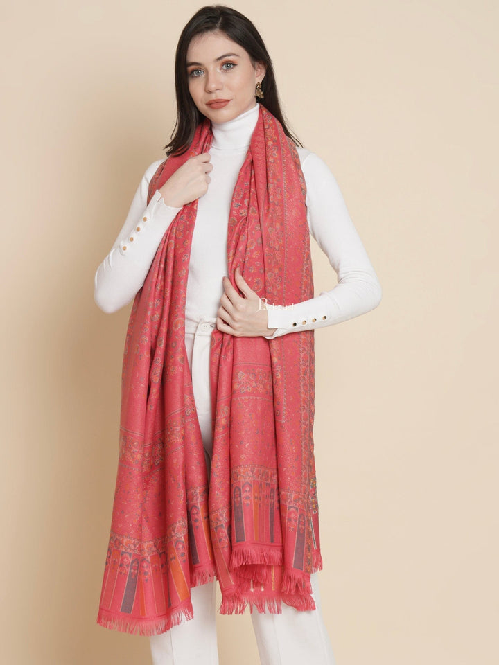 Pashtush India Womens Shawls Pashtush Womens Womens, Faux Pashmina, Paisley Ethnic Woven, Rose