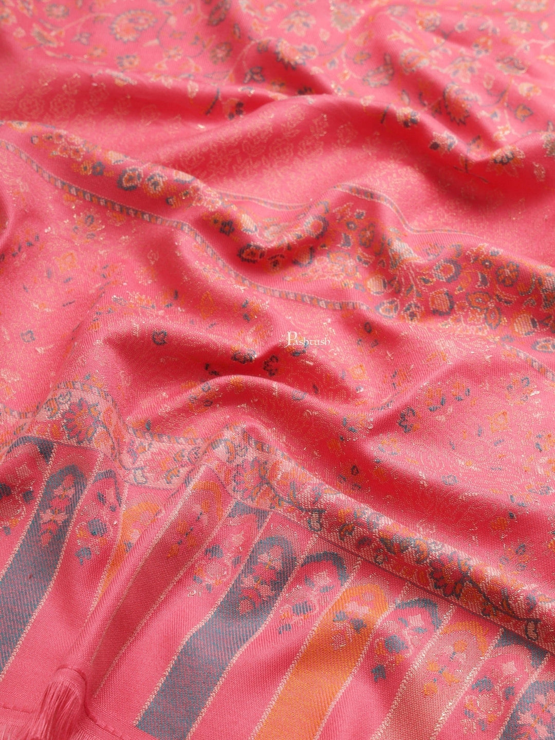 Pashtush India Womens Shawls Pashtush Womens Womens, Faux Pashmina, Paisley Ethnic Woven, Rose
