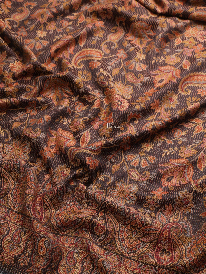 Pashtush India Womens Shawls Pashtush Womens Womens, Faux Pashmina, Paisley Woven Jamawar Jacquard Paisley Woven, Black