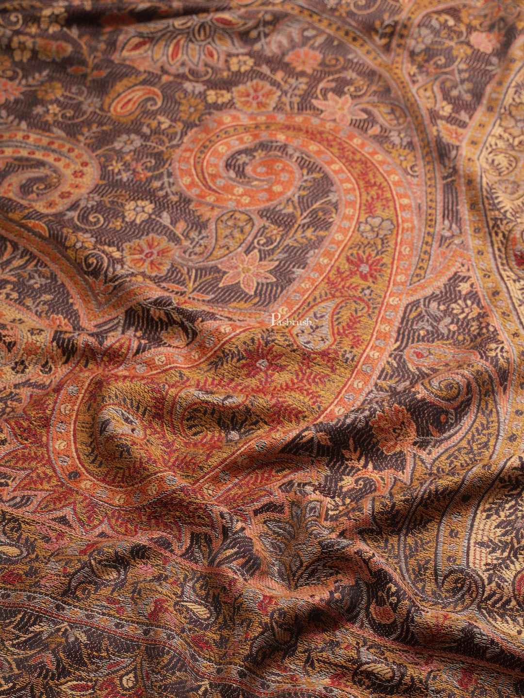 Pashtush India Womens Shawls Pashtush Womens Womens, Faux Pashmina, Paisley Woven Jamawar Woven, Black