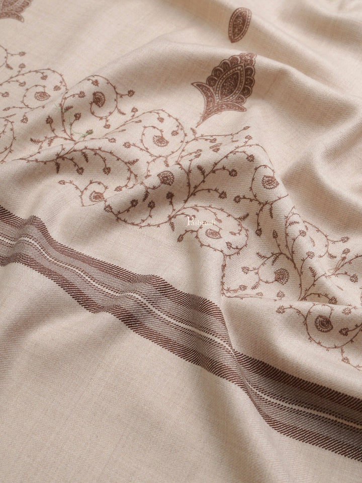 Pashtush India Womens Shawls Pashtush Womens Womens, Fine Wool, Bootey Kashmiri Embroidery, Beige