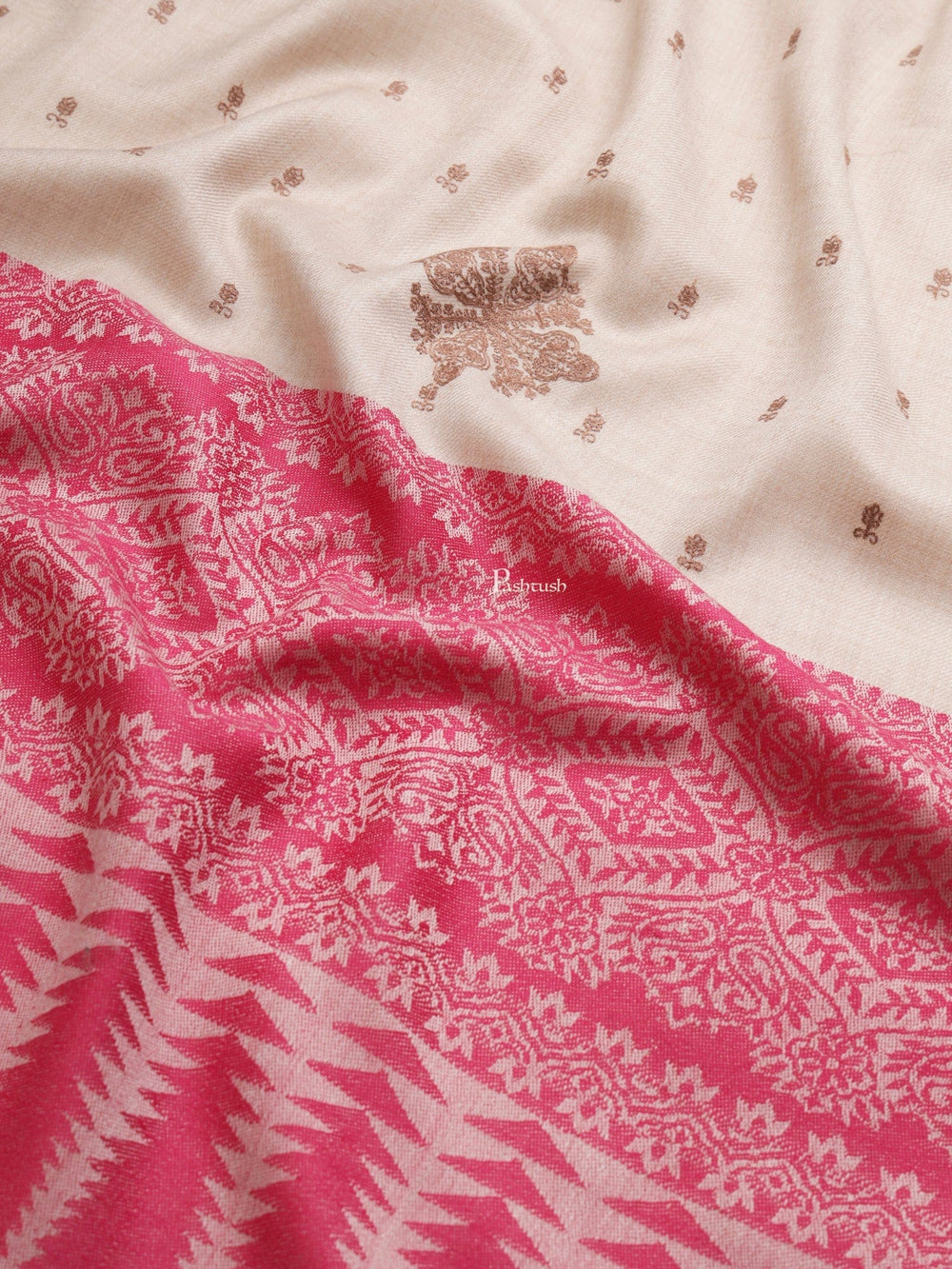 Pashtush India Womens Shawls Pashtush Womens Womens, Fine Wool, Bootey Kashmiri Embroidery, Beige