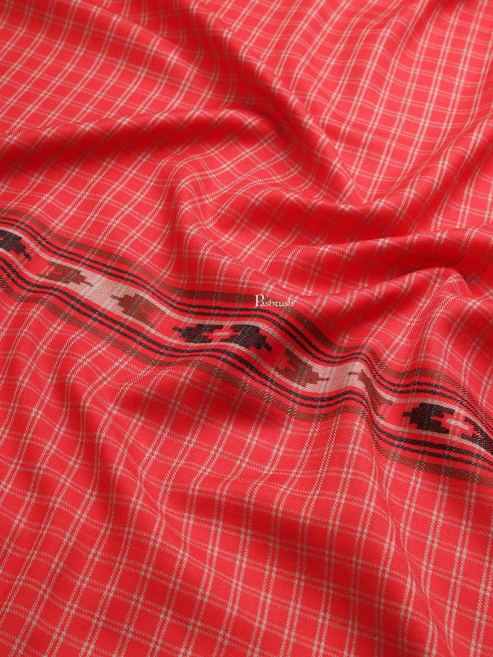 Pashtush India Womens Shawls Pashtush Womens Womens, Fine Wool, Checkered Aztec Palla Woven, Red