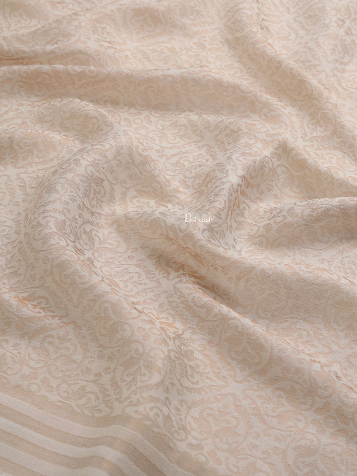 Pashtush India Womens Shawls Pashtush Womens Womens, Wool Extra Fine Count , Geometric Twilight Collection, Soft Metallic Thread  Woven, Ivory