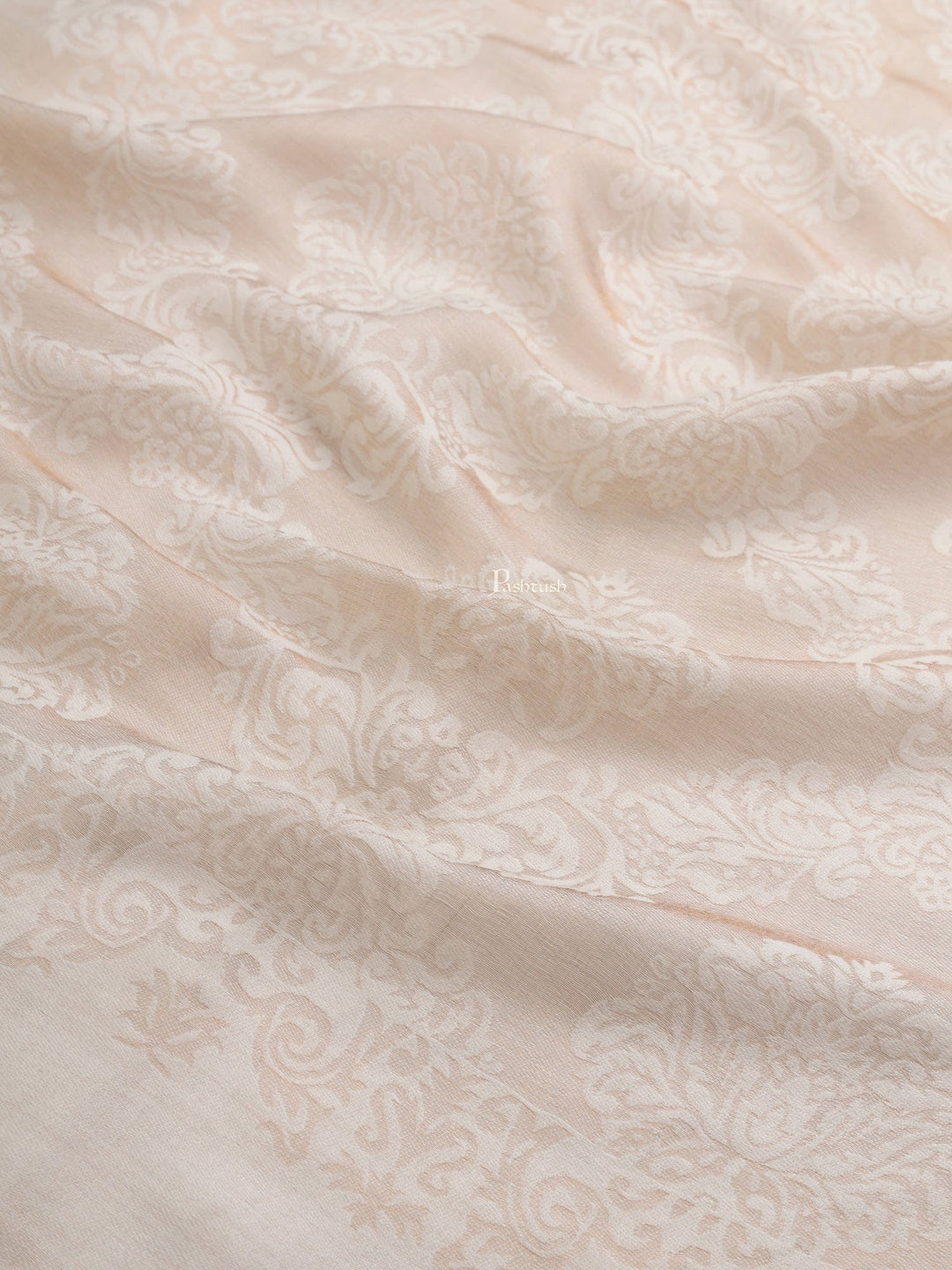 Pashtush India Womens Shawls Pashtush Womens Womens, Wool Extra Fine Count , Geometric Twilight Collection, Soft Metallic Thread  Woven, Ivory