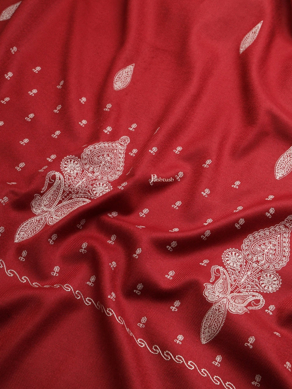 Pashtush India Womens Shawls Pashtush Womens Womens, Woollen, Ethnic Motif Tone On Tone Thick Embroidery, Maroon