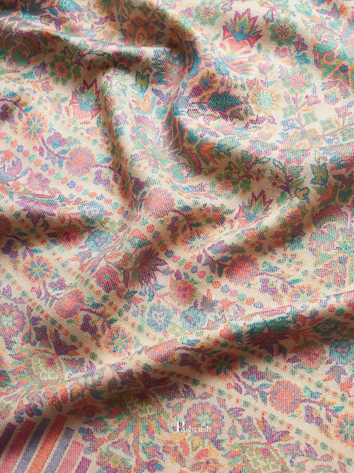 Pashtush India Womens Shawls Pashtush Womens Wool Extra Fine Count  Shawl, Ethnic  Antique Design, Yellow Green