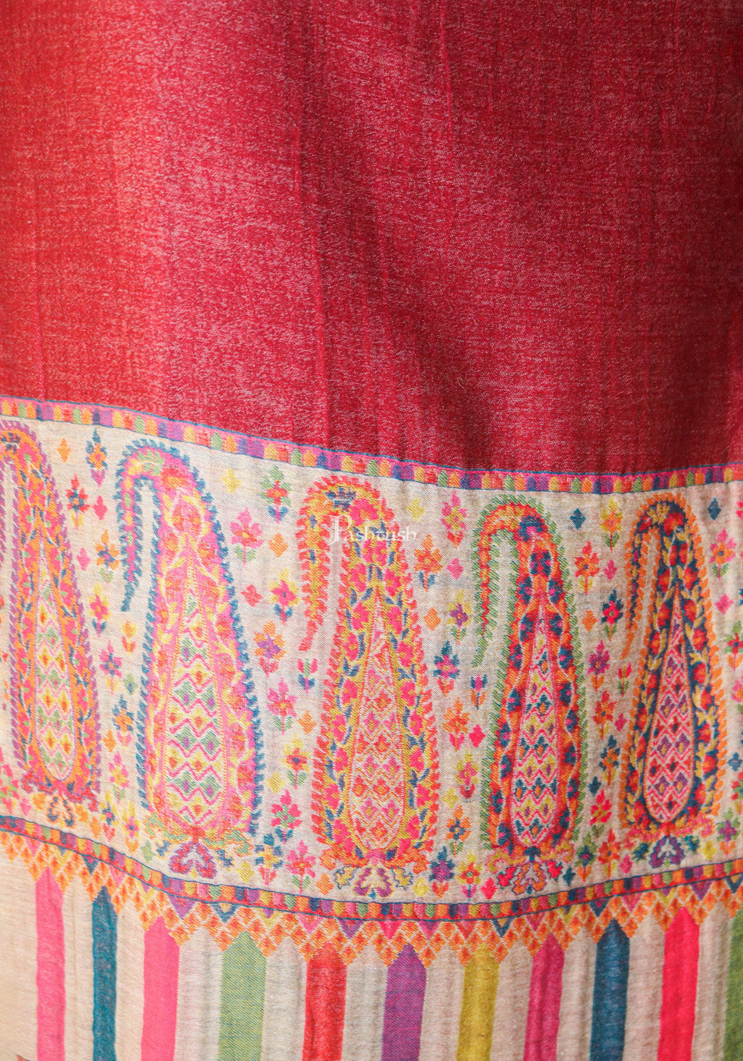 Pashtush India Womens Shawls Pashtush womens Wool Extra Fine Count shawl, Reversible Paisley Dreams design, Soft and warm, Multicolour